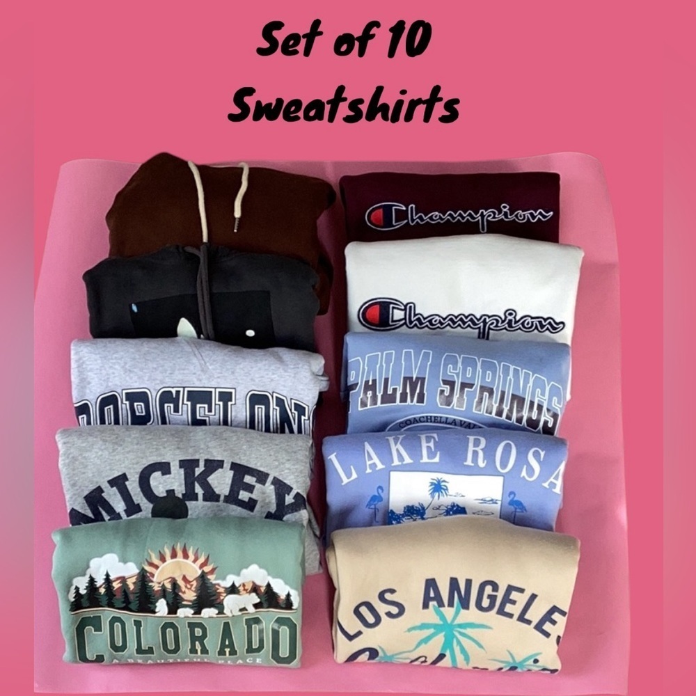 10 Women’s Long Sleeved Crew Neck Sweat Shirts Champion,H&M,Shein Small Medium